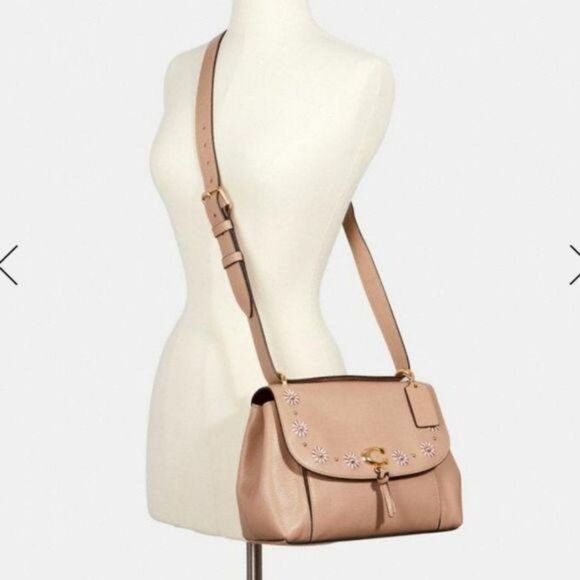 COACH Remi Whipstitch Daisy Embellished Leather Crossbody Shoulder Handbag - Picture 2 of 15